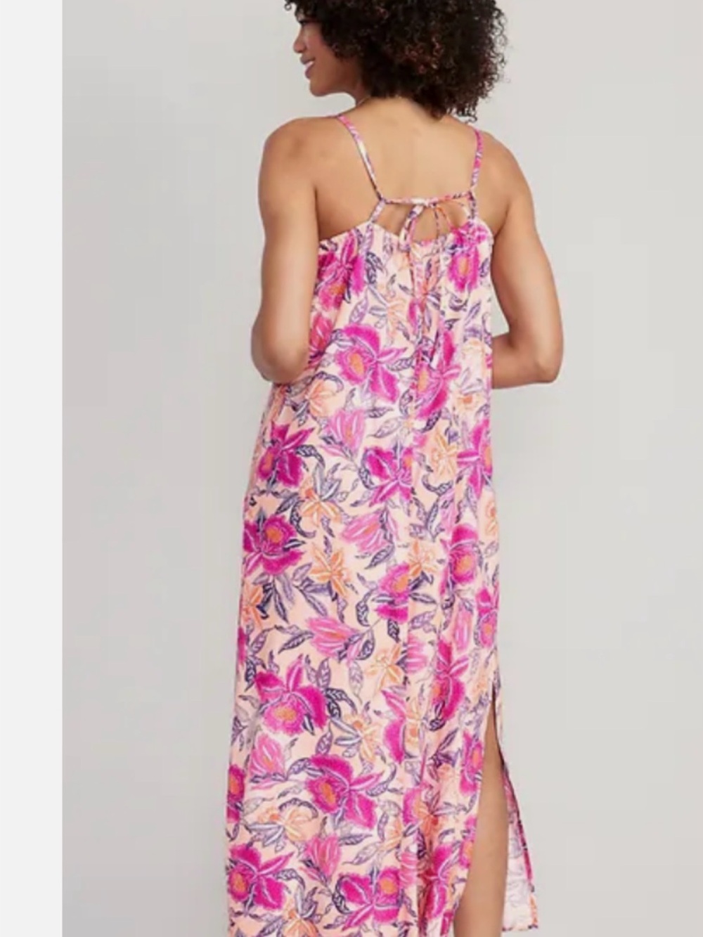 Old Navy Women’s Pink Floral Slip Sleeveless Midi Dress - Picture 2 of 9